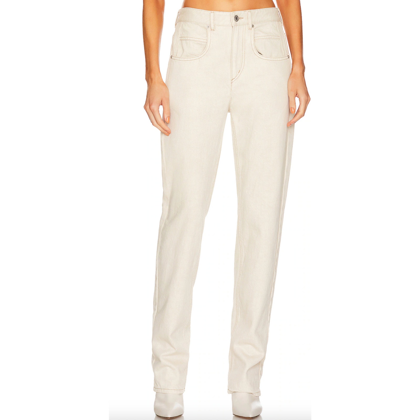 Isabel Marant White Straight Jean Size 24 Rigid Denim Quiet Luxury $390 New